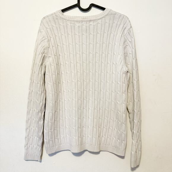 Karen Scott Cable Knit Crewneck White Sweater Women's size Large - Picture 2 of 5